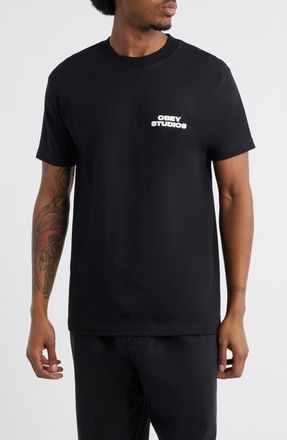 Obey Sky Face Graphic T-Shirt in Black at Nordstrom, Size Medium