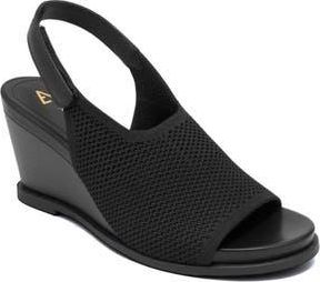 Aerosoles Dell Textured Knit Slingback Wedge Sandal in Black Black at Nordstrom Rack, Size 5.5