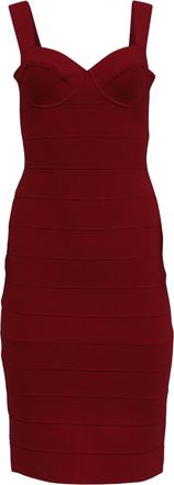 H&eacute;rve L&eacute;ger x Julia Restoin Roitfeld Sweetheart Bandage Midi Dress in Burgundy Viscose