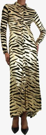 Paco Rabanne Pre-Loved Animal Print Maxi Dress In Gold/black