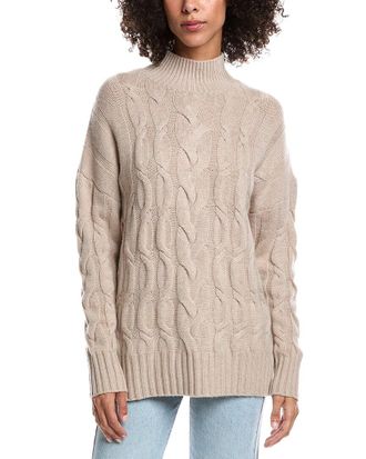Fort&eacute; Cashmere Luxe Wool & Cashmere-Blend Cable Sweater