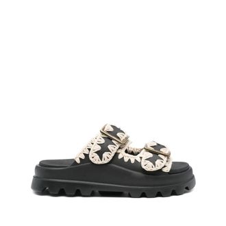 Mou Sliders, female, Black, Size: 10 US Embroidered Sandals
