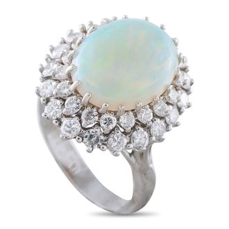 Luxury Bazaar 14K White Gold 1.50ct Diamond and Opal Ring MF04-050526