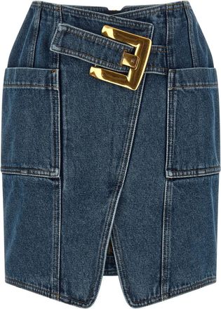 Balmain Blue Belted skirt