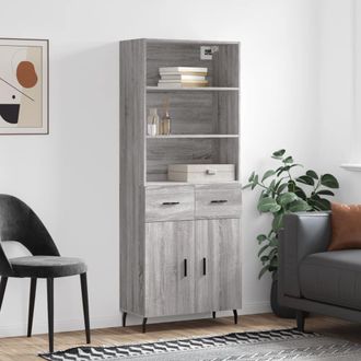 vidaXL Vidaxl - Aparador Alto Madera Contrachapada Gris Sonoma 69,5x34x180 Cm