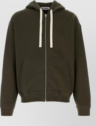 Jil Sander cotton zip up hooded sweatshirt