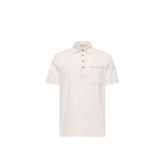 Moncler Moncler Cotton Piquet Polo Shirt, Men, White, Size: 3xl
