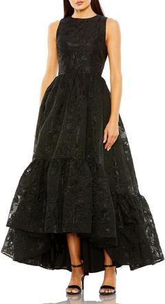 Mac Duggal Womens Sleeveless Metallic High-Low Brocade Gown in Black at Nordstrom, Size 14