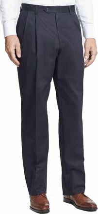 Berle Cotton Twill Performance Dress - Self Sizer Double Reverse Pleat In Navy