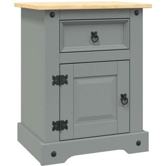 vidaXL Comodino in Legno di Pino Messicano Corona Grigio 53x39x67 cm vidaXL