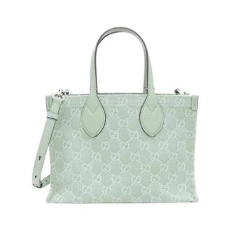 Gucci Pre-owned Handbags, female, Green, Size: ONE SIZE Pre-owned Ophidia GG Denim Shoulder Bag