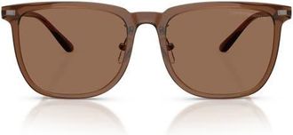 Emporio Armani 56mm Irregular Sunglasses in Shiny Brown /Dark Brown at Nordstrom