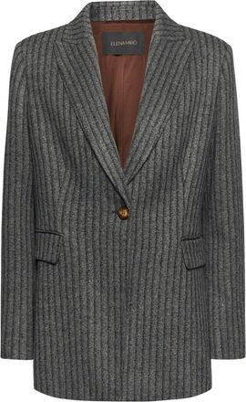 Elena Miro Grey Structured Viscose-Blend Blazer
