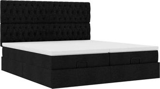 vidaXL Estructura De Cama Otomana Con Colchones Tela Negra 180x200cm Vidaxl