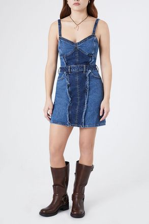 Forever 21 Frayed Colorblock Denim Dress
