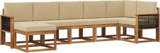 vidaXL Conjunto De Sof&aacute;s De Exterior 7 Uds. Natural Y Beige Poli&eacute;ster Vidaxl