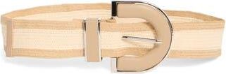 Vince Camuto Two-Tone Stretch Straw Belt in Natural at Nordstrom Rack, Size Large/x-Large