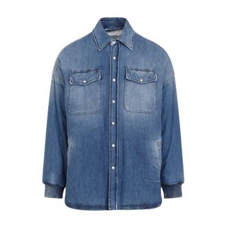 Alexander McQueen Gewatteerd Denim Overhemd Blauw Gewassen - Heren - Spijkeroverhemden - Blauw - M - Denim - Overhemden