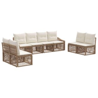 vidaXL Conjunto De Sof&aacute;s De Jard&iacute;n 8 Pcs Beige Rat&aacute;n Sint&eacute;tico Vidaxl