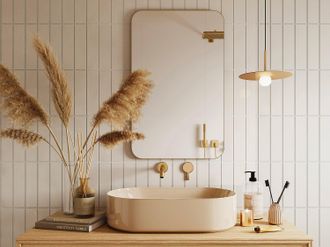 Vente-Unique Specchio per bagno rettangolare 50 x 80 cm Contorno Dorato - DEMETRIA