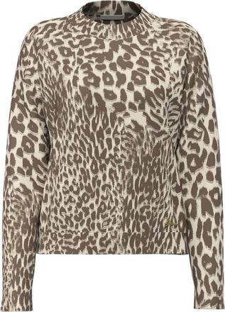 Guess Trui met dierenprint - Dames - Ronde hals truien - Bruin - XL - Wol - Truien & Vesten