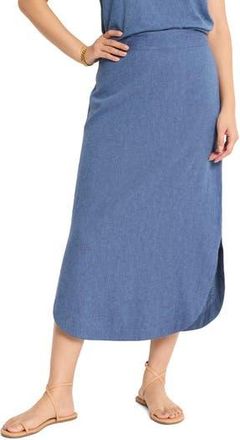 Nic+Zoe Rumba Linen Blend Curved Hem Skirt in Blue Mix at Nordstrom Rack, Size Xx-Large