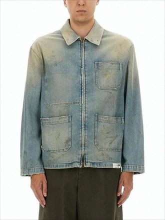 Golden Goose Distressed Blue Denim Jacket With Classic Collar