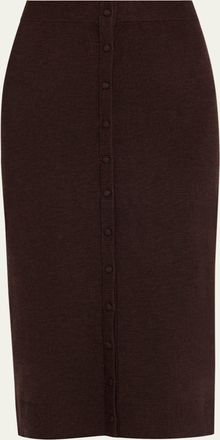 Victoria Beckham Knit Button Detail Midi Skirt