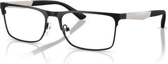 Emporio Armani 56mm Rectangle optical glasses in Black/Silver at Nordstrom