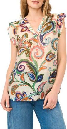 Vince Camuto Paisley Flutter Sleeve Top in Taffy Pink at Nordstrom Rack, Size X-Small