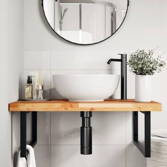 Berkfield Home Bathroom Vanity Top Oil Finished 80x60x4 cm Solid Wood Acacia in Brown | Size: 80 x 60 x 4 cm