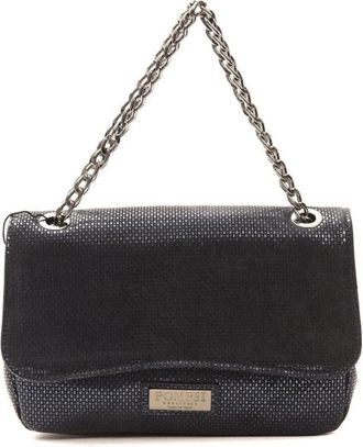 Pompei Donatella Leren Schoudertas met Logovoering - Dames - Schoudertassen - Blauw - ONE Size - Tassen