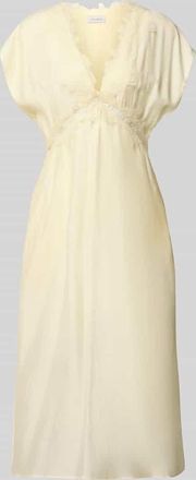 Copenhagen Muse Midikleid mit V-Ausschnitt und Spitze Modell MOLLY in Hellgelb, Gr&ouml;&szlig;e XL