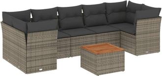 vidaXL Set De Sof&aacute;s De Jard&iacute;n Y Cojines 8 Piezas Rat&aacute;n Sint&eacute;tico Gris Vidaxl