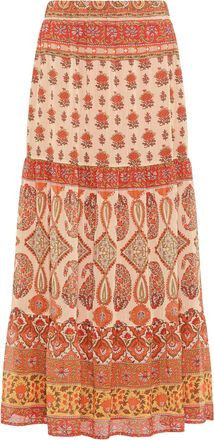 Usha Gelaagde rok Dames Oranje Veelkleurig