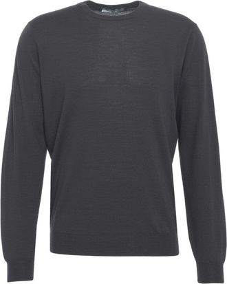 Gender Slim Fit Black Sweater With Round Neckline And Ribbed Details