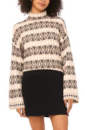 Vince Camuto Diamond Pattern Mock Neck Sweater in Oatmeal at Nordstrom Rack, Size X-Small P