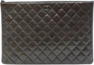 Chanel Pre-owned Leather chanel-bags - Dames - Vintage Tassen - Grijs - ONE Size - Vintage