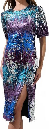 Sugarlips Night Sky Sequin Midi Dress In Blue
