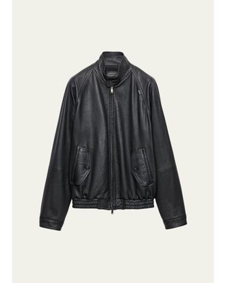 Prada Mens Stand Collar Napa Leather Jacket