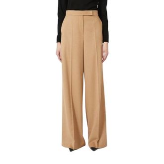 Max Mara Broeken, Dames, Beige, XS, Wol, Filato Wijde Broek
