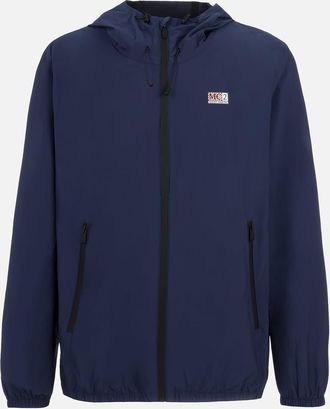 MC2 Saint Barth Man Hooded Lightweight Navy Blue Fabric Windbreaker Sloop