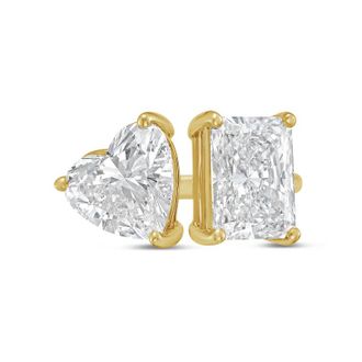 Diana M. Jewels 18kt yellow gold 15ct Lab Grown Radiant & Heart Diamond Two-Stone Ring