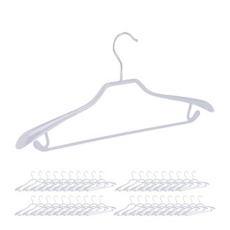 Relaxdays 40 Perchas Para Trajes, Varilla Pantalones, Gancho Colgar Falda, Colgador Metal Y Pvc, 19x45x3,5cm, Gris Claro