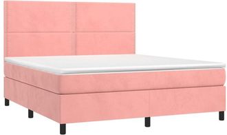 vidaXL Vidaxl - Cama Box Spring Colch&oacute;n Y Led Terciopelo Rosa 180x200 Cm