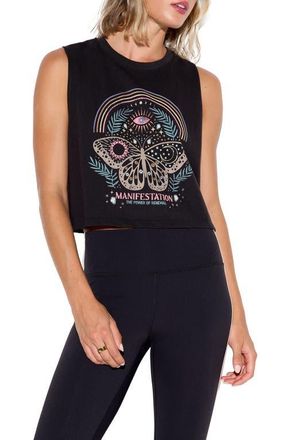 Spiritual Gangster Manifest Spirit Crop Top in Black at Nordstrom, Size Large