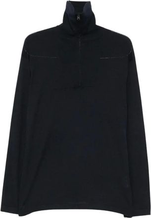 Lisa Yang Maglione a coste con collo alto - - Knitwear - Uomo - Blu - L
