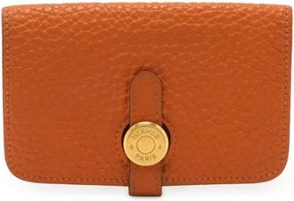Herm&egrave;s Pre-owned Wallets, female, Orange, Size: ONE SIZE Pre-owned Leather Key-holder