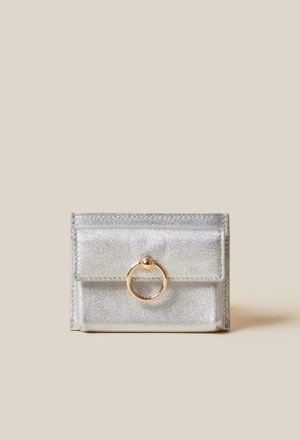 Claudie Pierlot Porte-carte Anouck cuir argenté