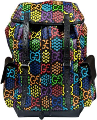 Gucci Black Multi-Color Pvc Leather Backpack (Pre-Owned)
